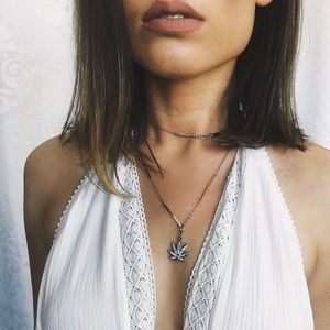 🆕Delicate Silver Pot Leaf Wrap Layer Necklace